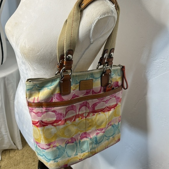 Coach Colorful Logo Lightweight Nylon Tote Bag CP6059 - Picture 16 of 16